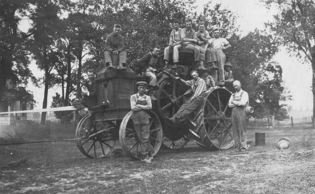 Old black and white photo of workers in Marion Township