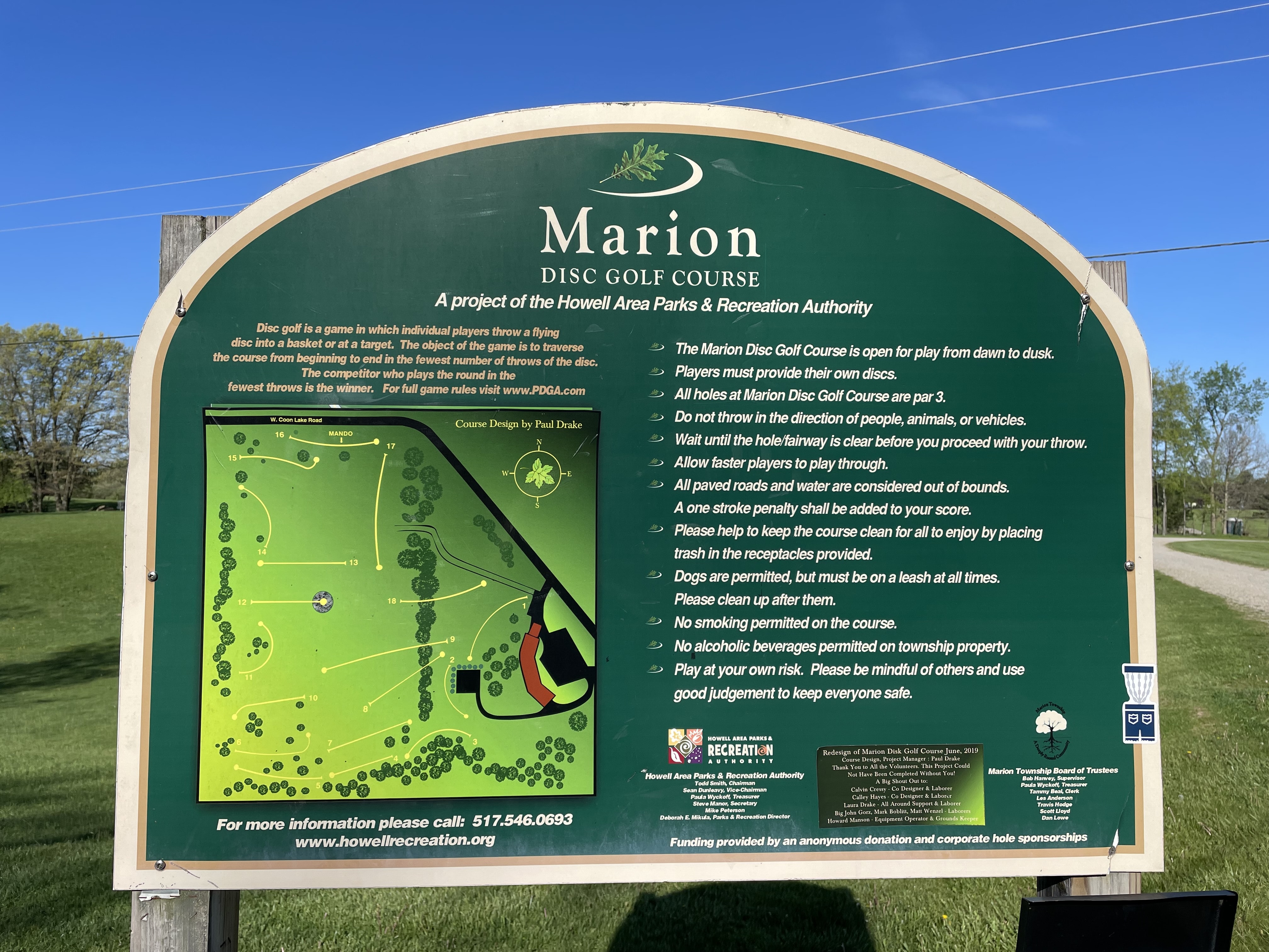 Marion Township Disc Golf Rules